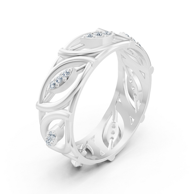 Weißgoldring mit geschwungenem Design und Labordiamanten