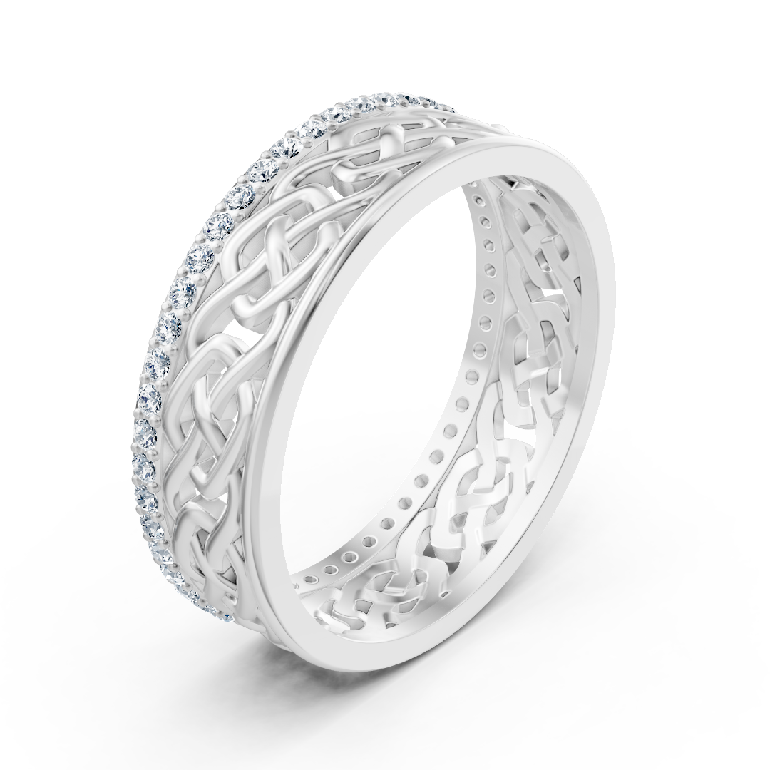 Braided white gold ring with lab-grown diamonds – high-quality Jewelry from Rosy Lab Diamonds
