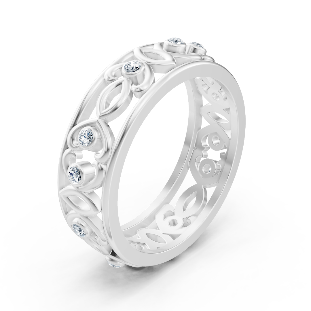 خاتم من الذهب الأبيض بتصميم مرح مع ألماس مُصنّع في المختبر - مجوهرات فاخرة من Rosy Lab Diamonds