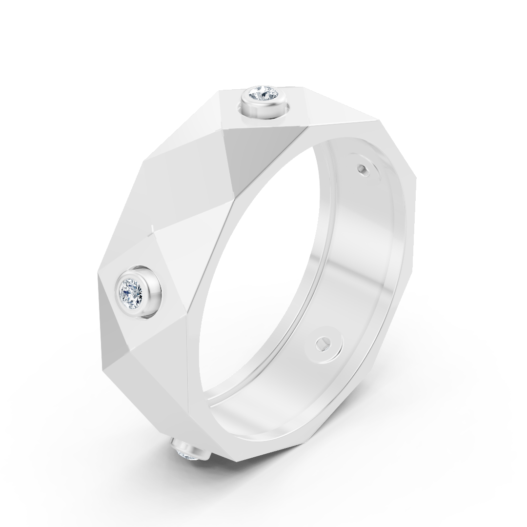 Ring mit Diamant & Labordiamanten in 14K Weißgold | Rosy – hochwertiger Schmuck von Rosy Lab Diamonds