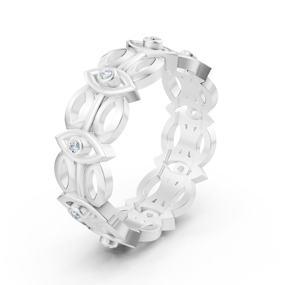 Weißgoldring mit Augenmotiv & Labordiamanten - hochwertiger Schmuck von Rosy Lab Diamonds