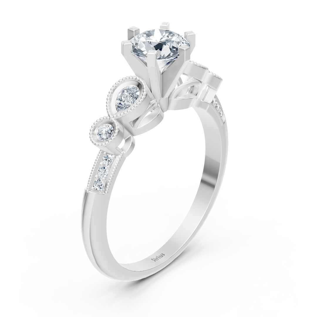 Ring mit Diamant & Labordiamanten in 14K Weißgold | Rosy – hochwertiger Schmuck von Rosy Lab Diamonds