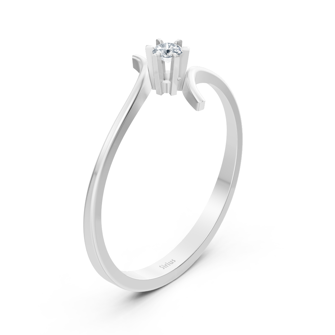 Elegant White Gold solitaire ring with round diamond – 0.05 ct – high-quality Jewelry by Rosy Lab Diamonds