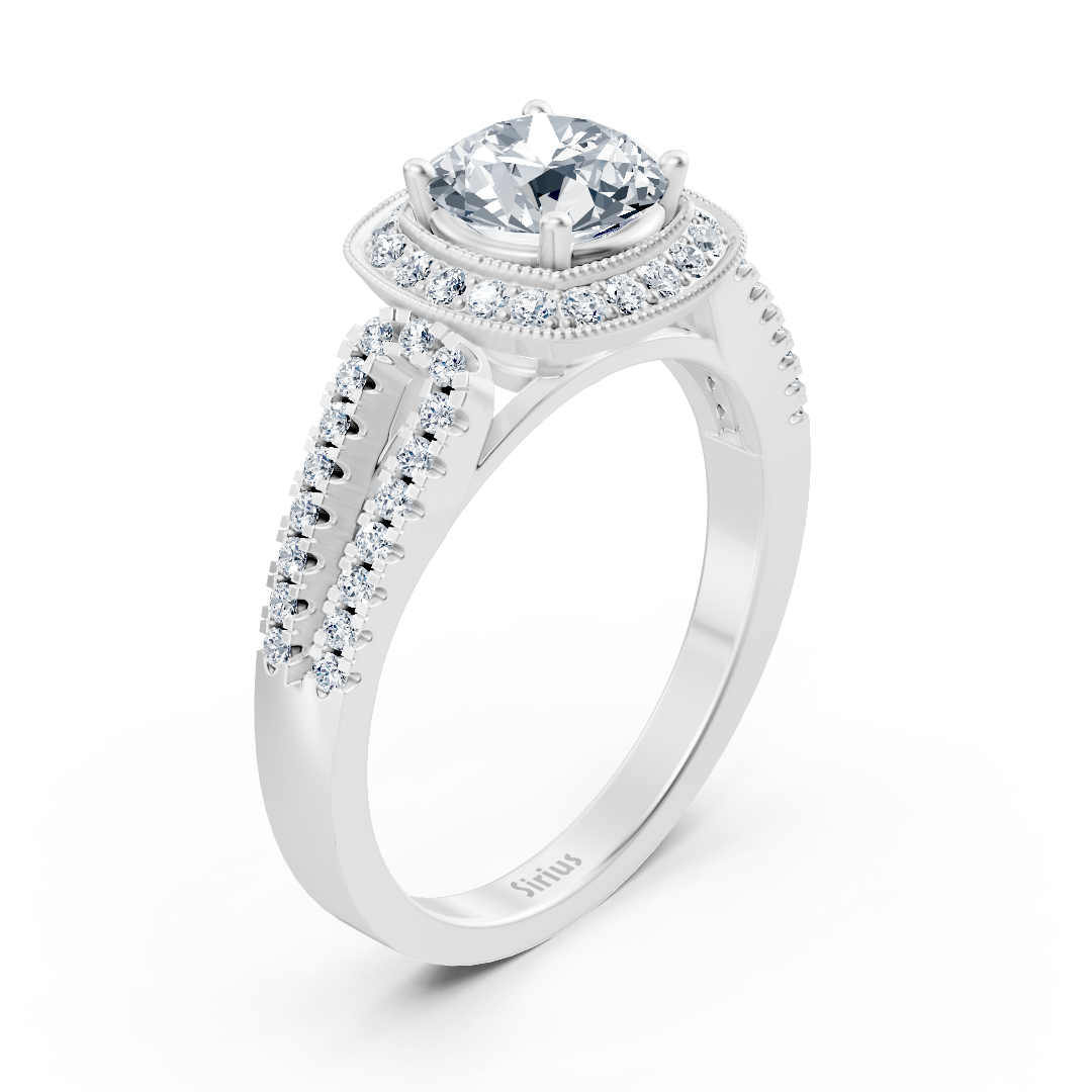 Bague de fiançailles Diamant double halo en Or Blanc 14 carats - Bijoux haut de gamme de Rosy Lab Diamonds