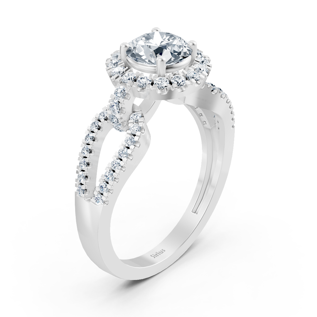 خاتم مرح من الذهب الأبيض بتصميم هالو وألماسة مخبرية - مجوهرات فاخرة من Rosy Lab Diamonds