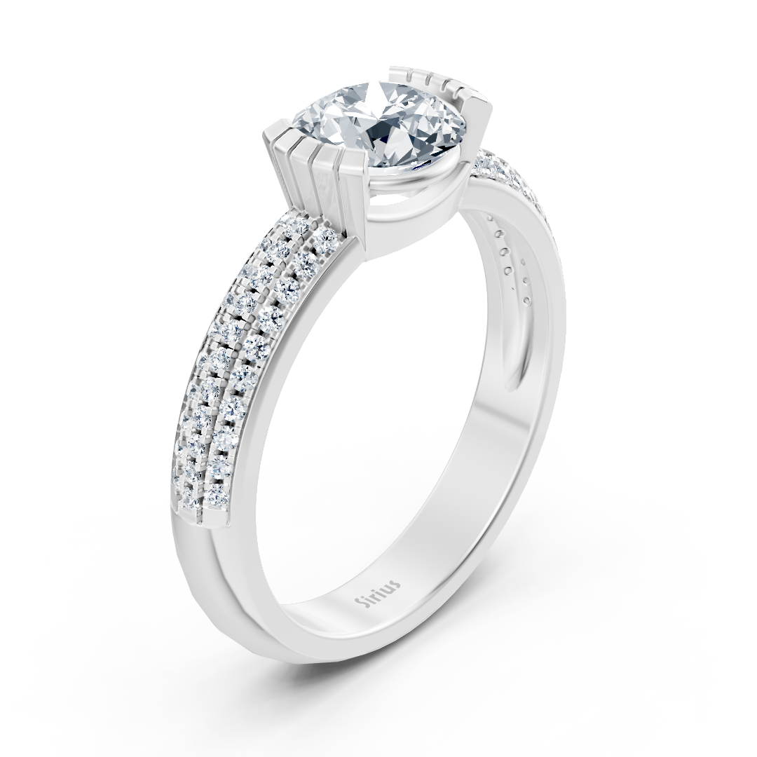 Modern white gold ring with channel setting and lab diamond