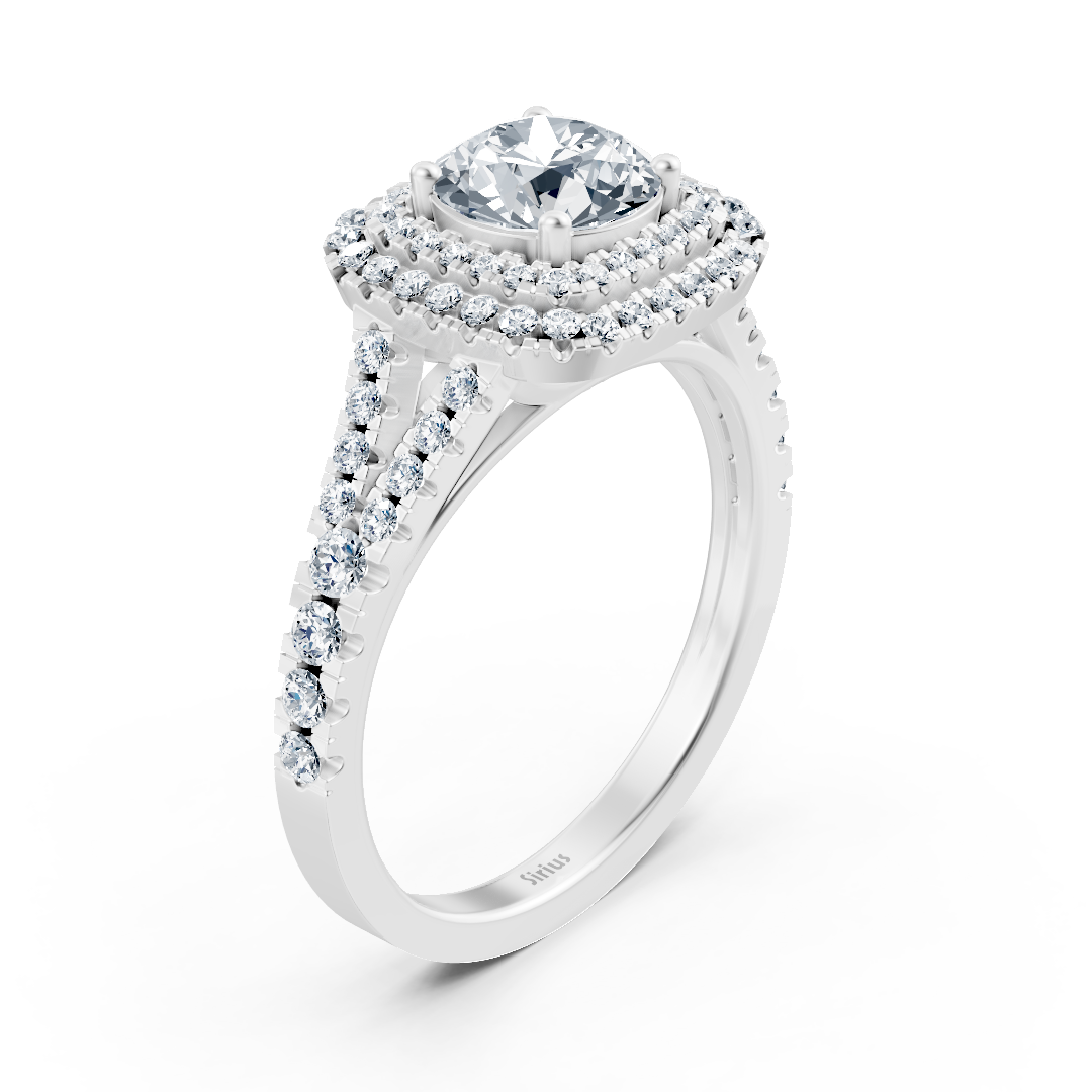 Bague de fiançailles raffinée en Or Blanc avec diamants Taille Brillant Rond – 14 K – Bijoux haut de gamme de Rosy Lab Diamonds