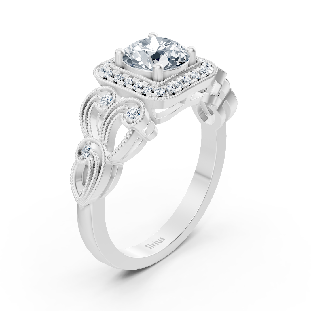 Verspielter Diamantring aus Weißgold mit Rundschliff – 14K