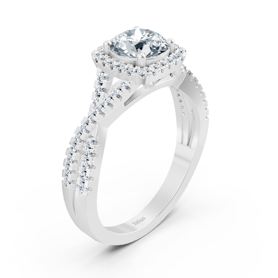 Elegant 14K White Gold Diamond Ring with a three-row Pavé Setting – high-quality Jewelry by Rosy Lab Diamonds