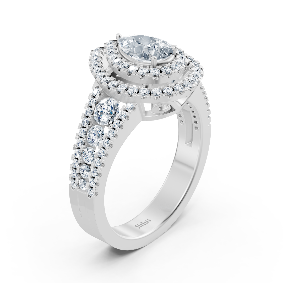 Elegant White Gold ring with lab-grown Diamond and Pear Cut white topaz – high-quality Jewelry from Rosy Lab Diamonds