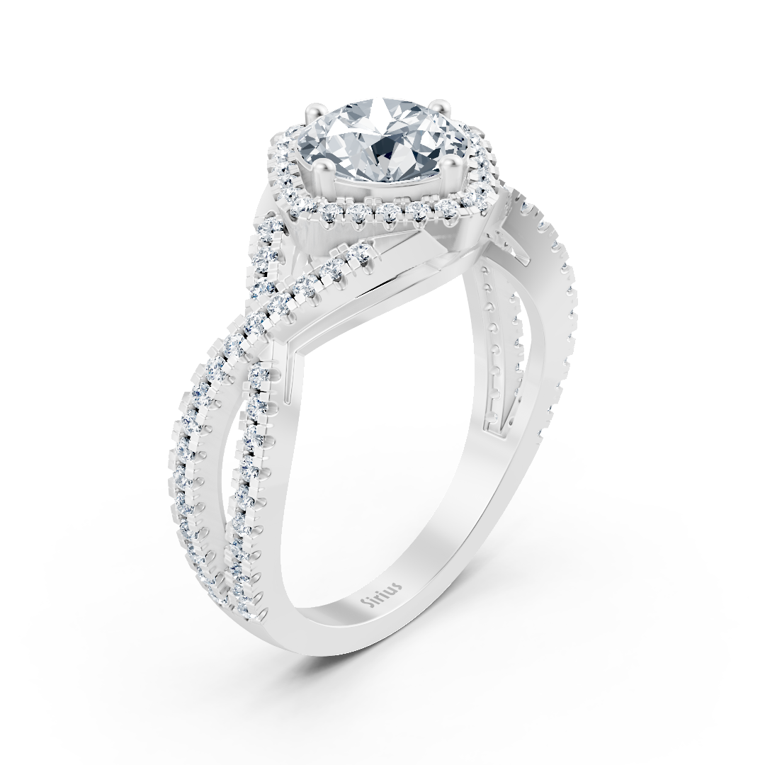 Bague en Or Blanc avec anneau entrecroisé et topaze blanche – Diamants de laboratoire – Bijoux haut de gamme de Rosy Lab Diamonds
