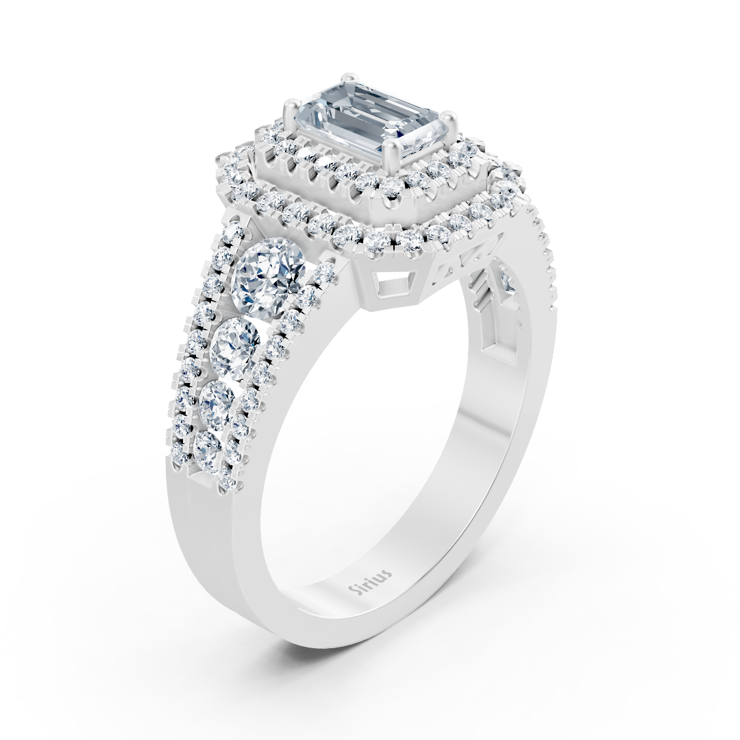 Bague en or blanc étincelant avec Saphir et diamants – Bijoux haut de gamme de Rosy Lab Diamonds