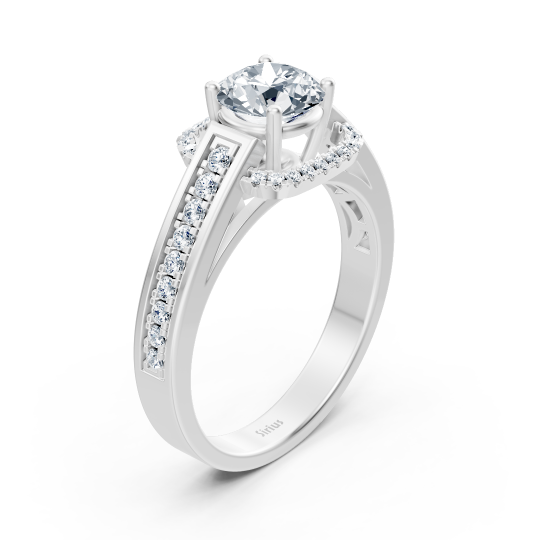 Bague en Or Blanc avec pierre centrale et fins diamants de laboratoire – Bijoux haut de gamme de Rosy Lab Diamonds