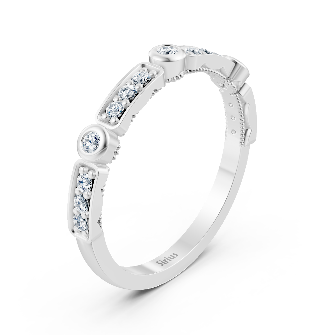 Geometrik pırlanta montürlü zarif Beyaz Altın yüzük – Rosy Lab Diamonds’tan yüksek kaliteli Mücevher