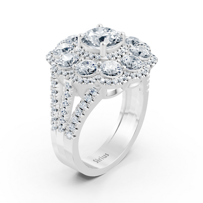 Weißgold-Cocktailring mit 4,50 ct. Labor-Diamanten & Weißtopas