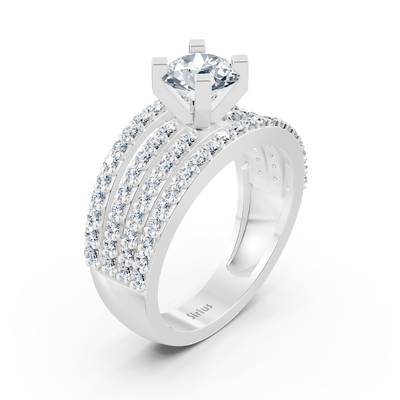 White gold ring with 1.50 ct. pavé-set lab-created diamonds