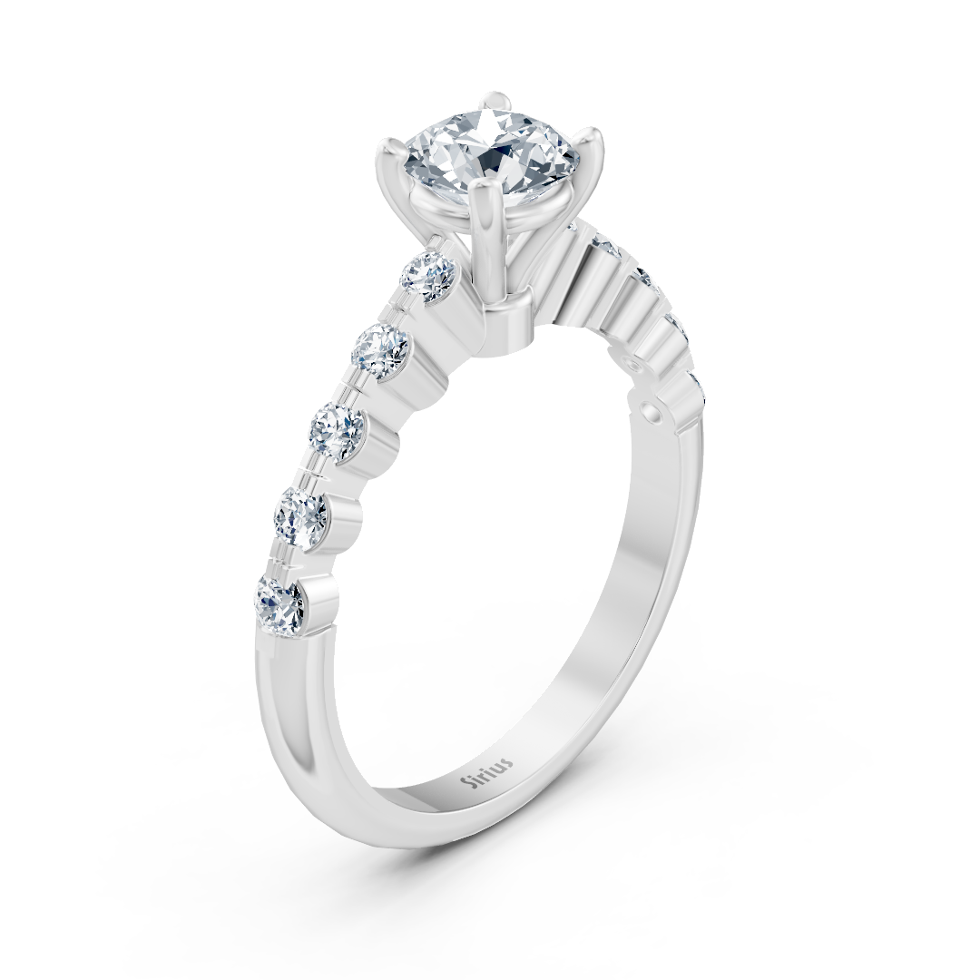 Half Eternity & Solitaire Diamond Ring White Gold – high-quality Jewelry from Rosy Lab Diamonds