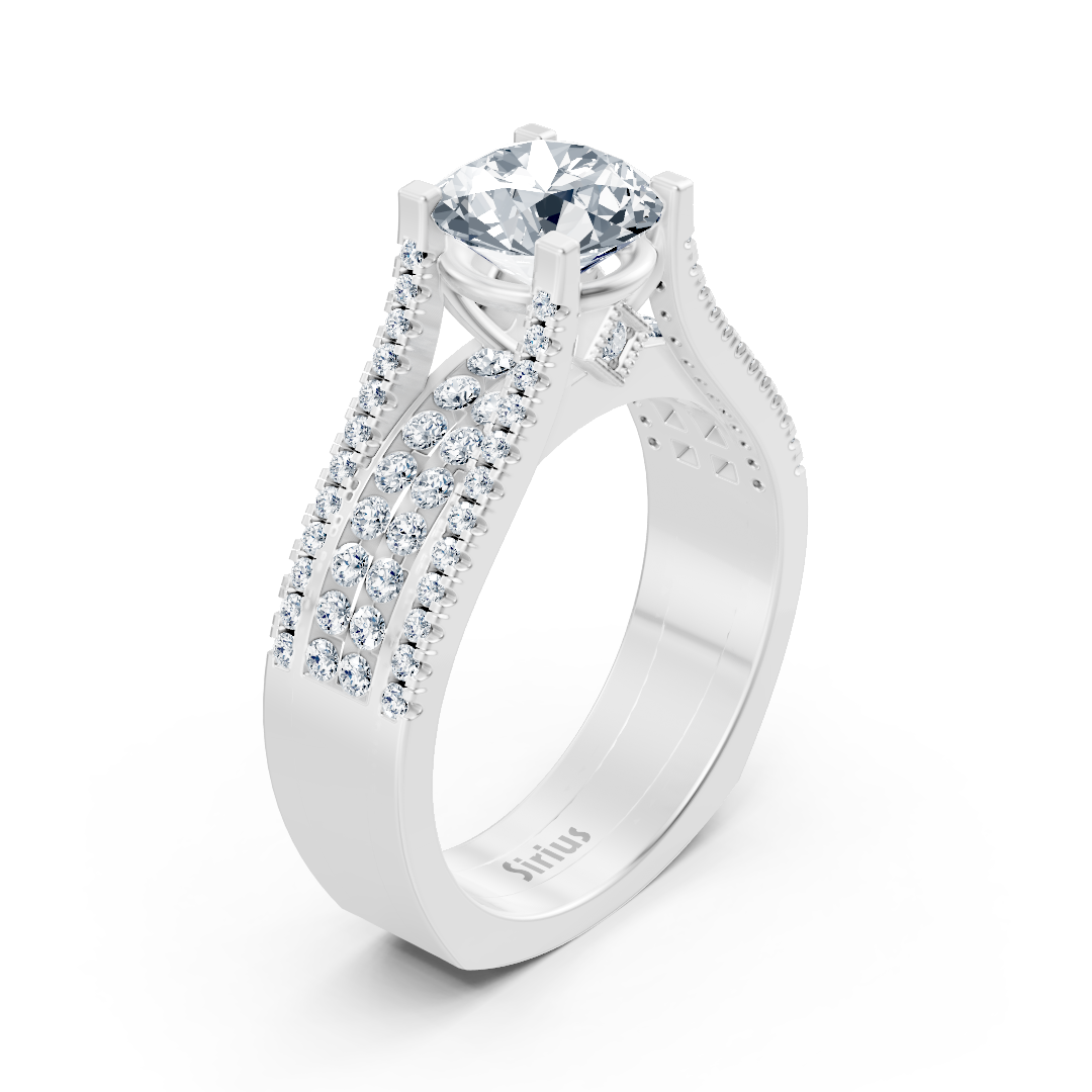 Exclusive white gold ring with white topaz & diamonds