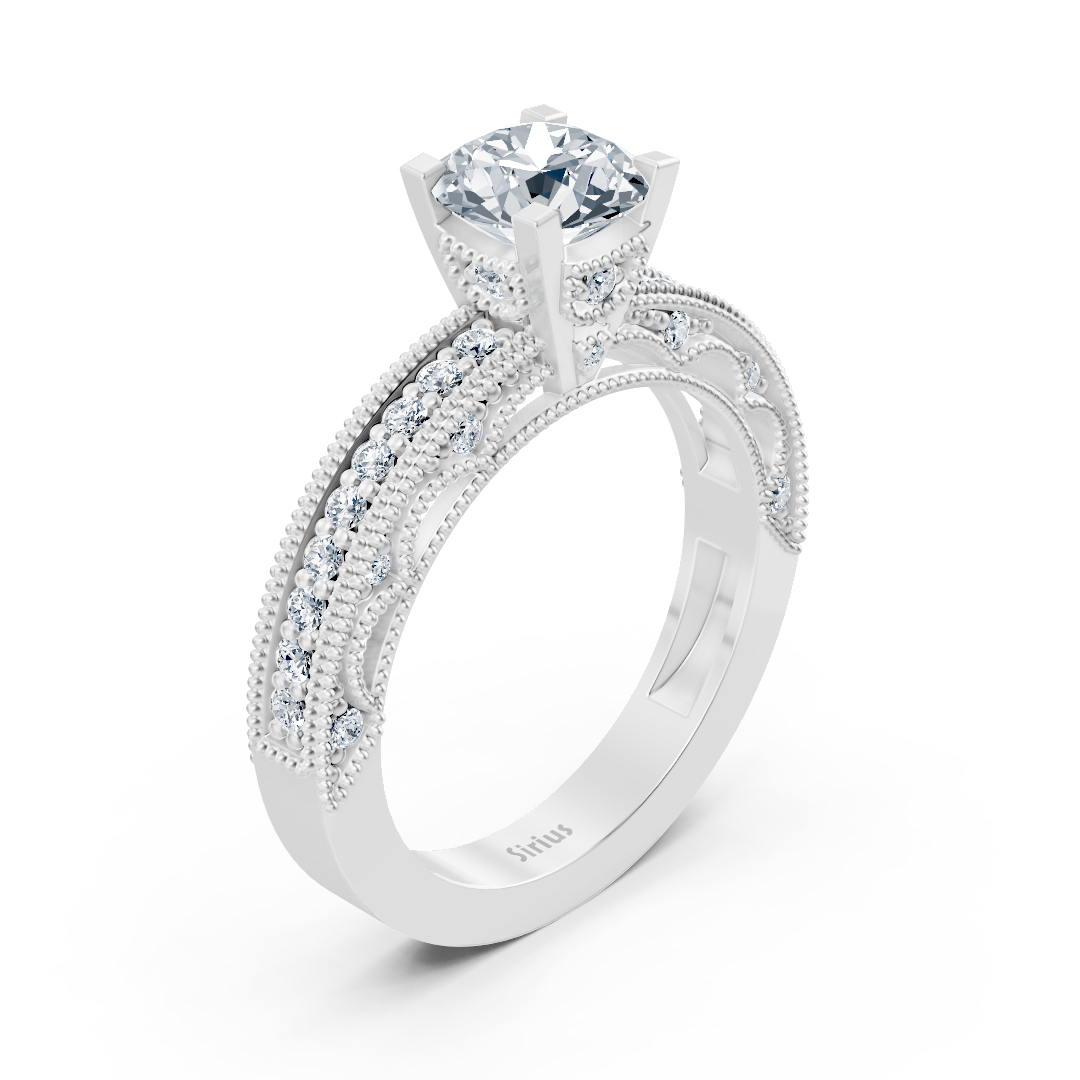 14 carat white gold round cut diamond ring