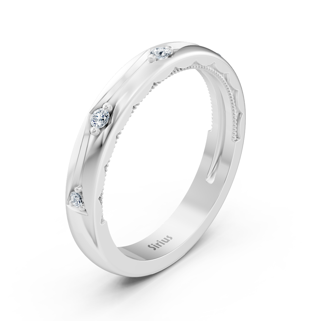 Bague en or blanc au design courbé avec des diamants de laboratoire – Bijoux haut de gamme de Rosy Lab Diamonds