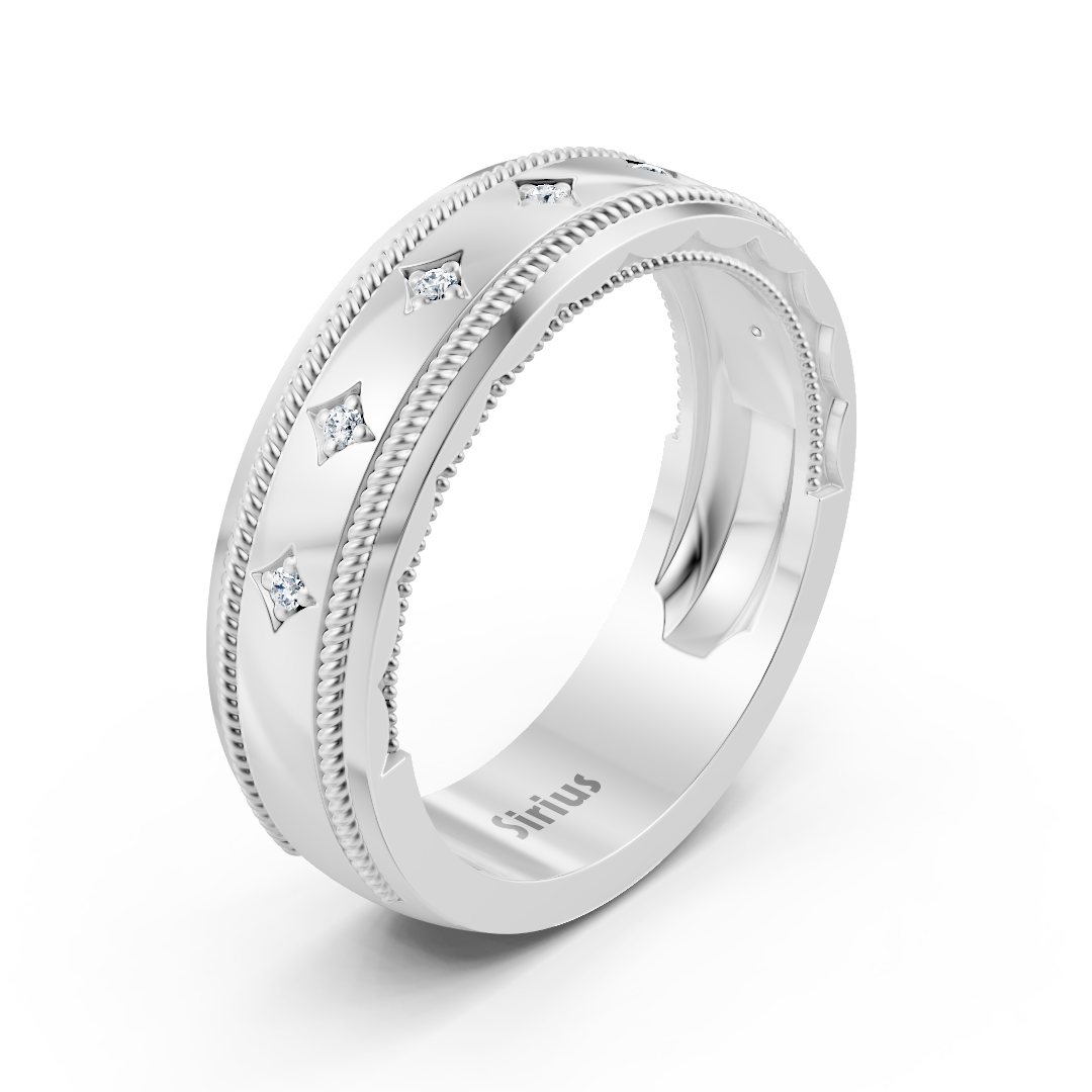 Bague en or blanc sertie de diamants de laboratoire en forme d’étoile – Bijoux haut de gamme de Rosy Lab Diamonds