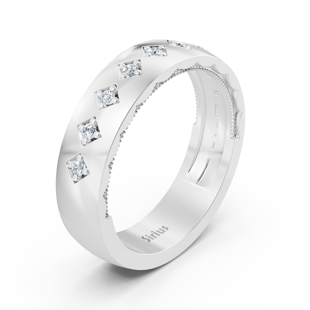 Bague en or blanc sertie de diamants de laboratoire carrés – Bijoux haut de gamme de Rosy Lab Diamonds