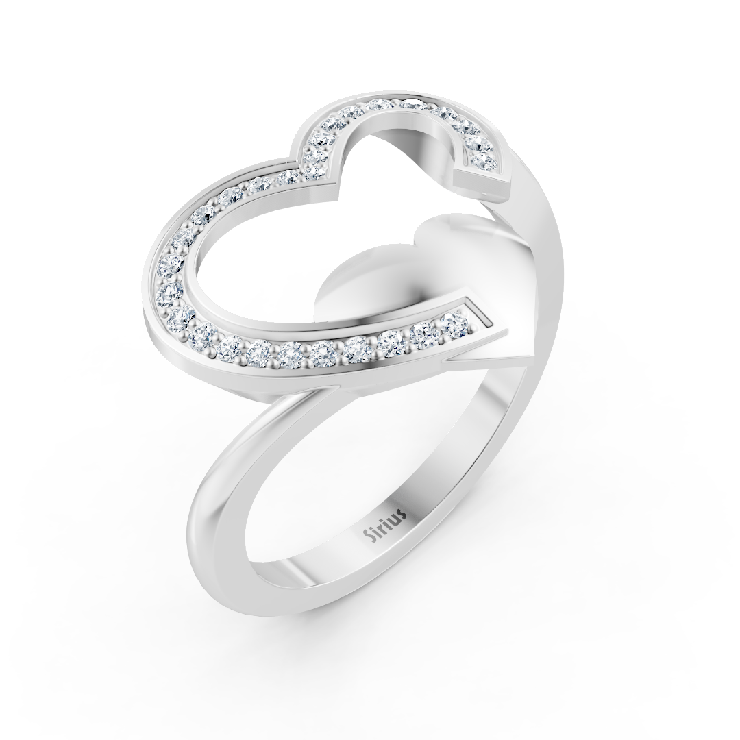 Offener Weißgold-Ring mit Herz-Design und labordiamanten - hochwertiger Schmuck von Rosy Lab Diamonds