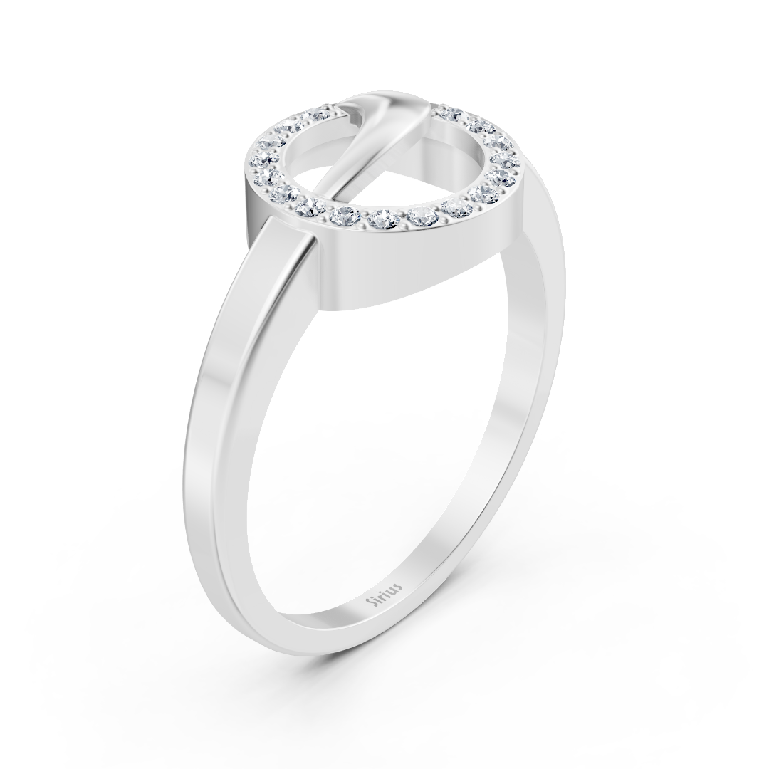 14K Beyaz Altın'dan modern daire pırlanta yüzük - Rosy Lab Diamonds'tan yüksek kaliteli Mücevher