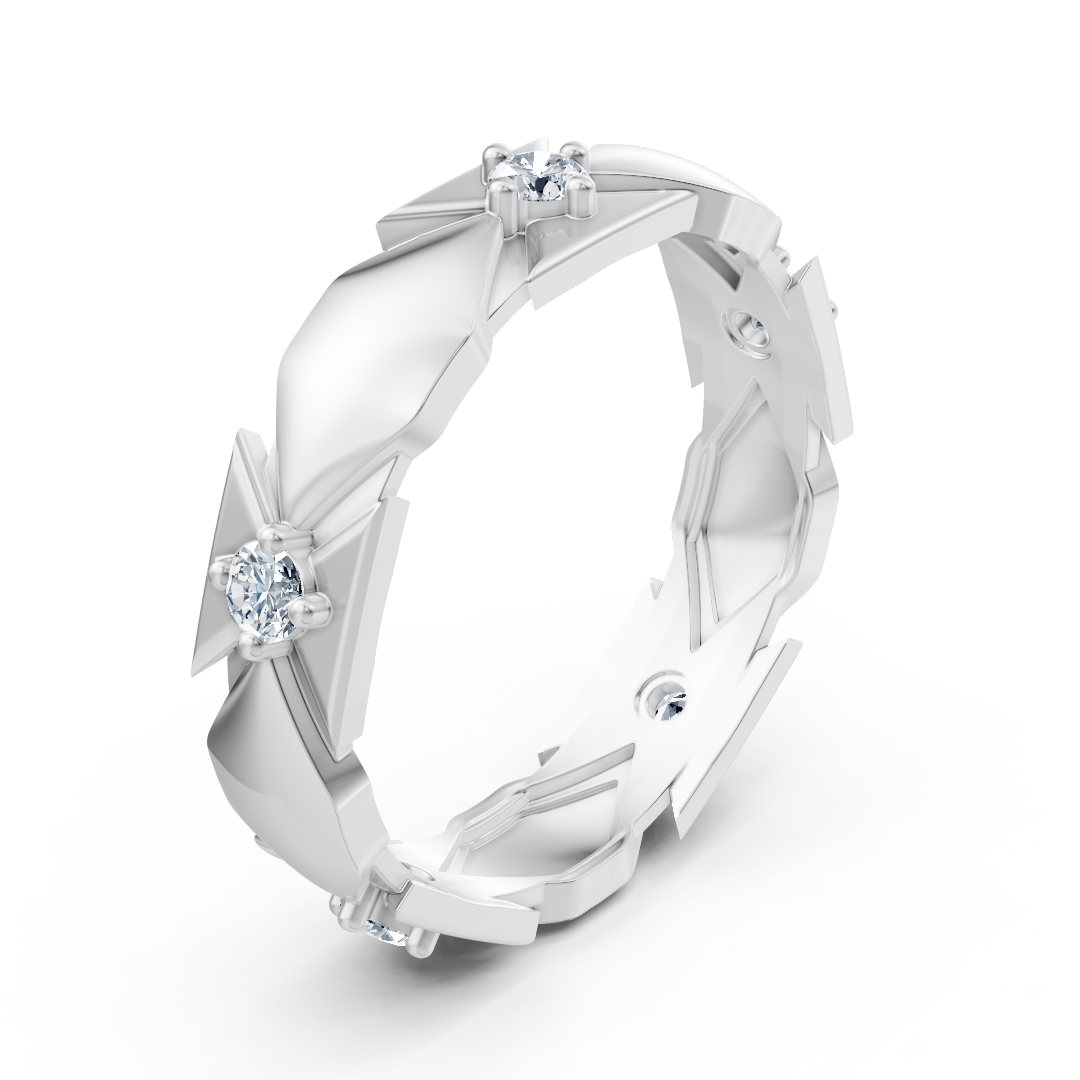 Ring mit Diamant & Diamanten in 14K Weißgold | Rosy – hochwertiger Schmuck von Rosy Lab Diamonds