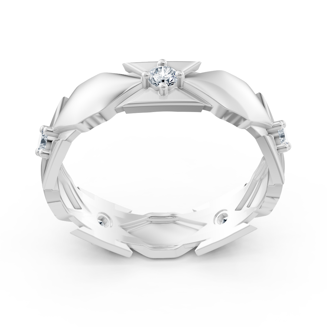 Ring mit Diamant & Diamanten in 14K Weißgold | Rosy – hochwertiger Schmuck von Rosy Lab Diamonds