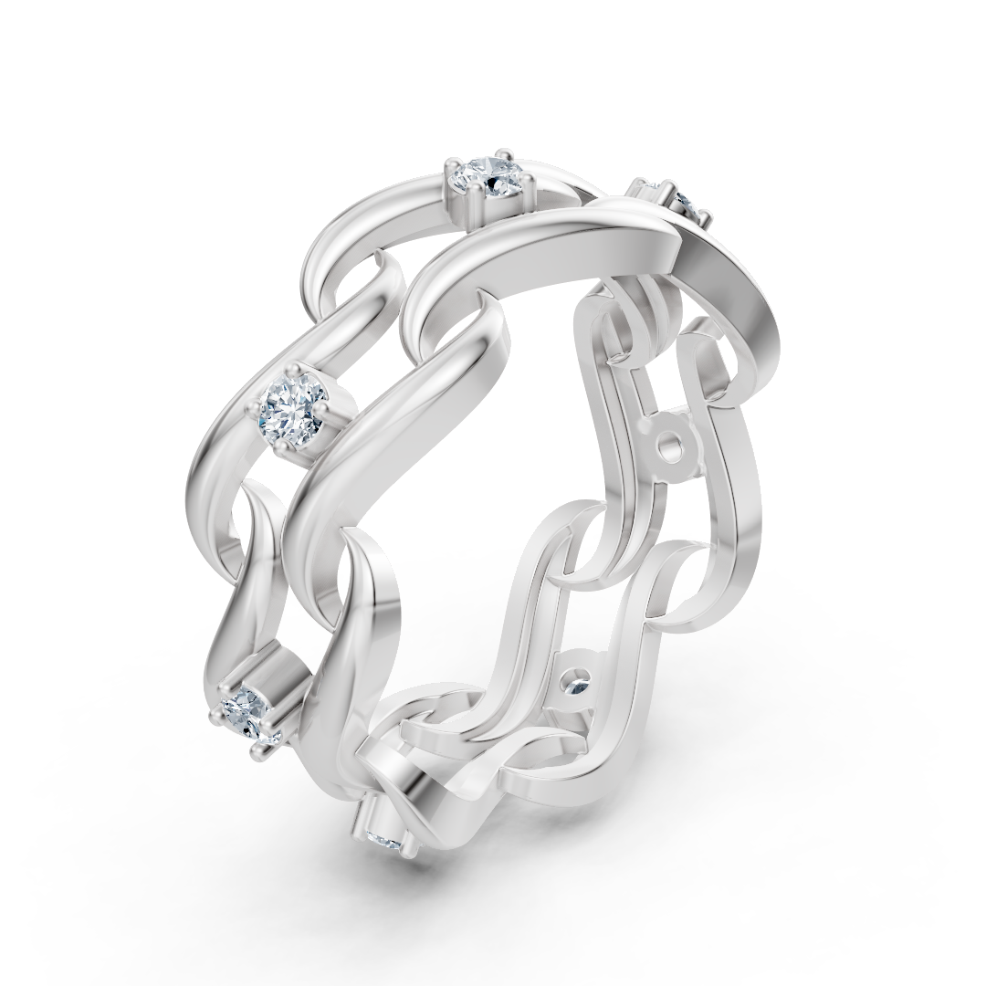 Ring mit Diamant & Diamanten in 14K Weißgold | Rosy – hochwertiger Schmuck von Rosy Lab Diamonds