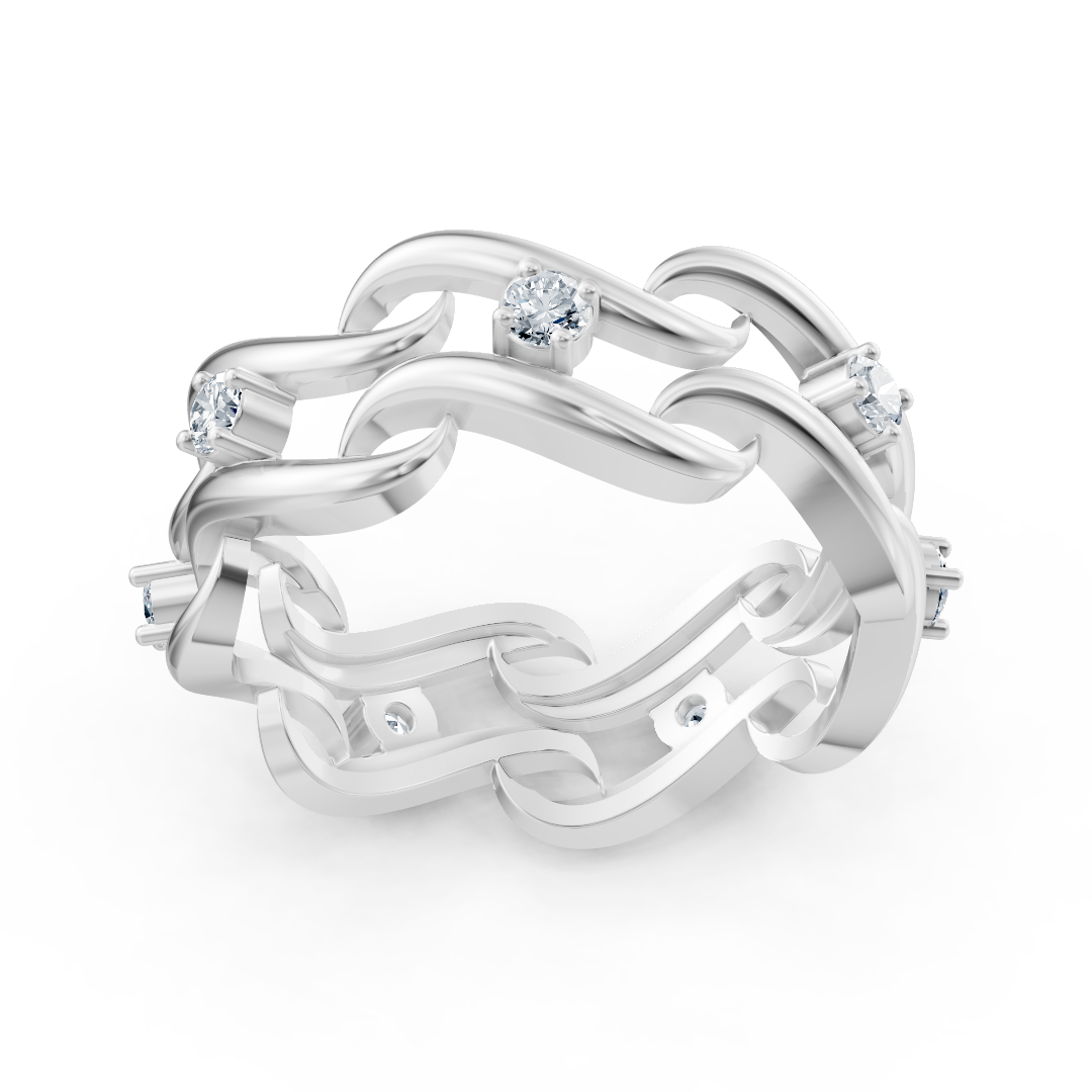 Ring mit Diamant & Diamanten in 14K Weißgold | Rosy – hochwertiger Schmuck von Rosy Lab Diamonds
