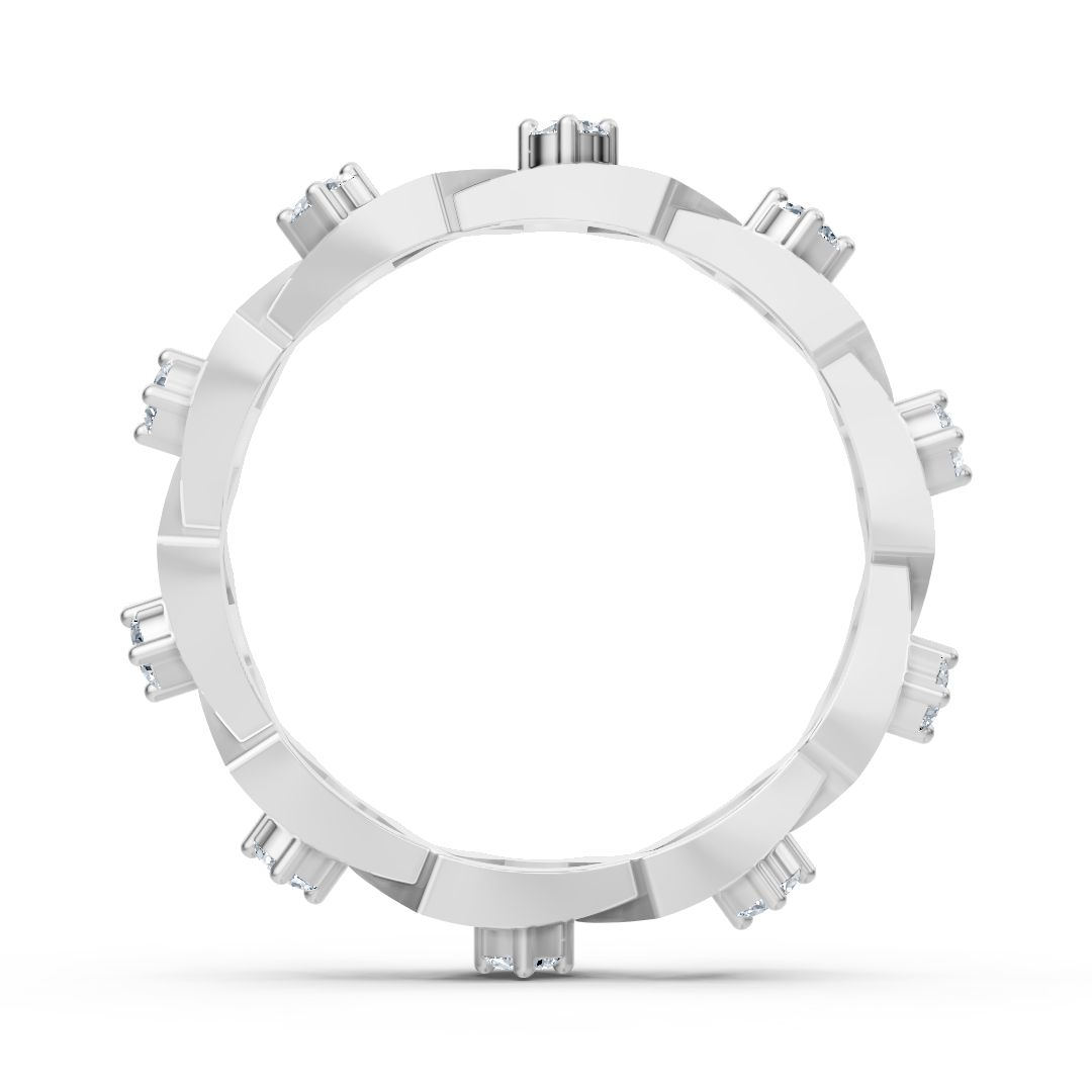 14K white gold ring with 35 lab-grown diamonds in a prong setting - high-quality Jewelry from Rosy Lab Diamonds