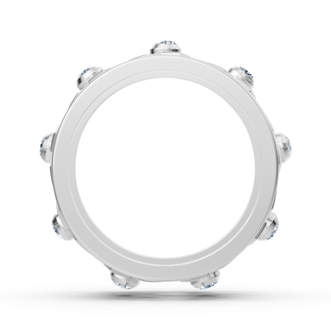 Bague en or blanc 14 carats avec 8 diamants de laboratoire sertis clos – Bijoux haut de gamme de Rosy Lab Diamonds