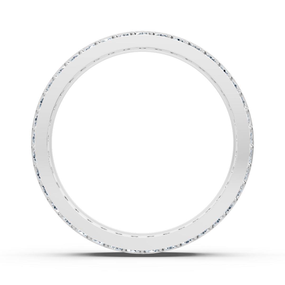 Bague en or blanc gravée avec 37 diamants ronds de laboratoire