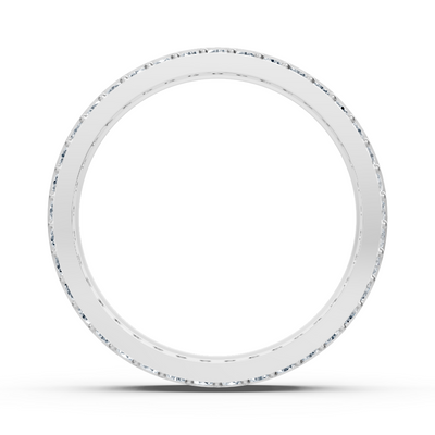 Bague en or blanc gravée avec 37 diamants ronds de laboratoire