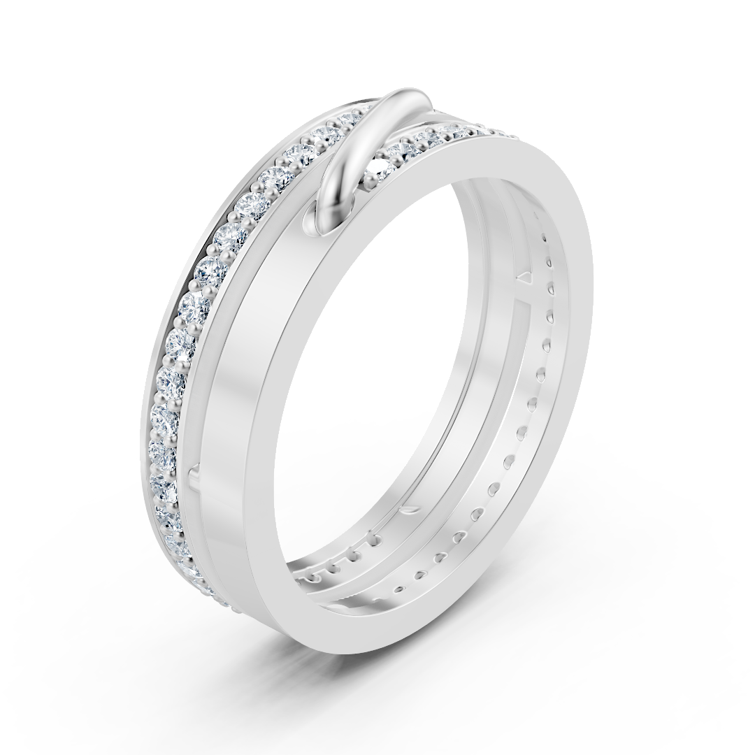 White gold ring with loop detail and 52 lab-grown diamonds - high-quality Jewelry from Rosy Lab Diamonds