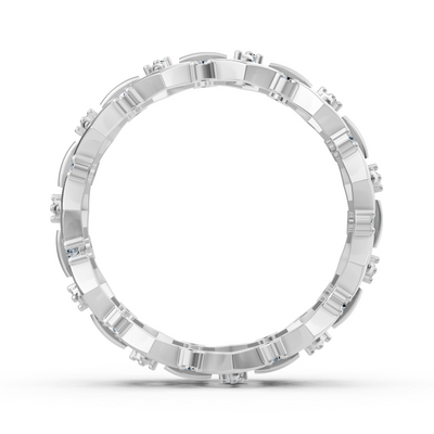 Geometric white gold ring with 33 lab diamonds in two sizes 
