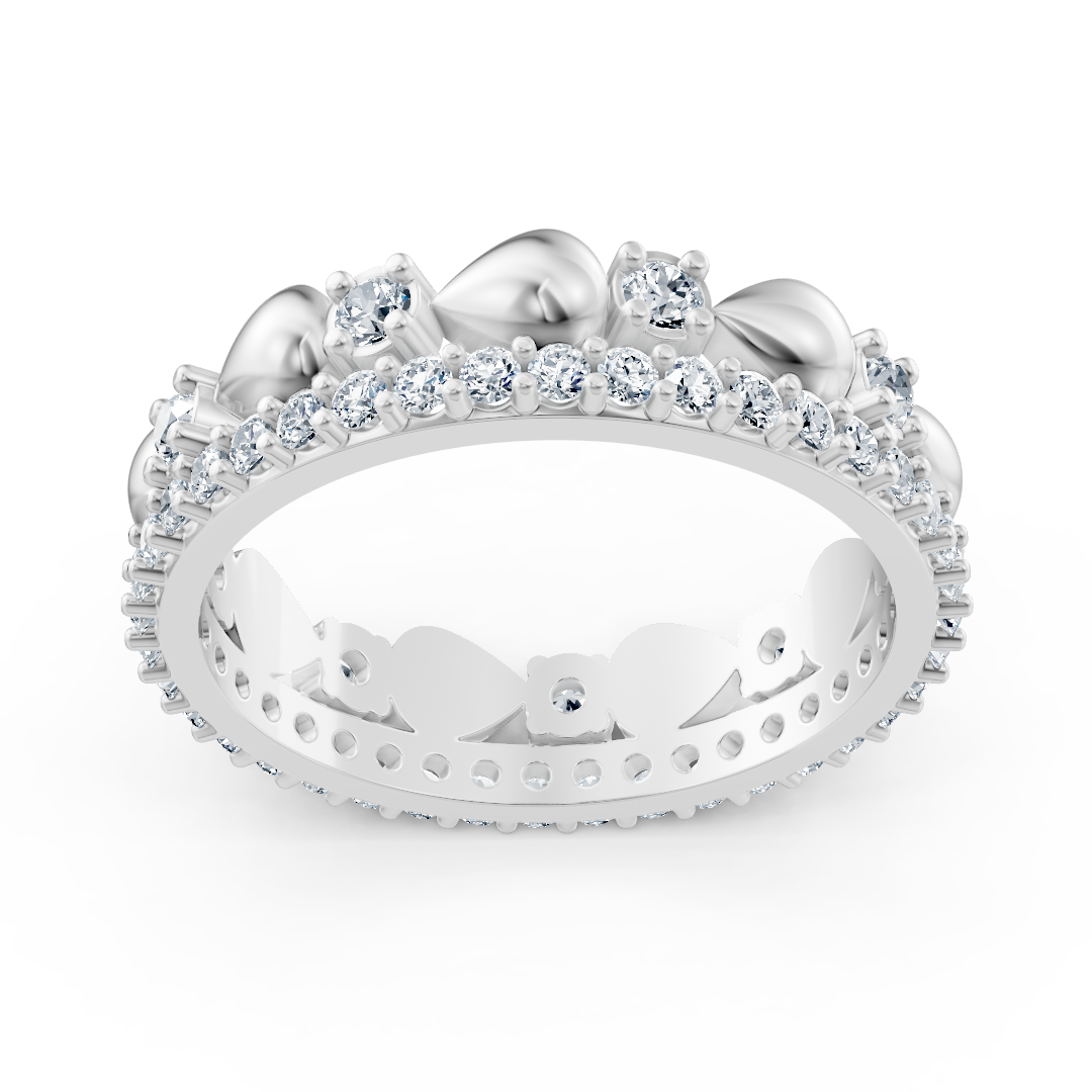 Romantic white gold ring with a heart design and 49 lab-grown diamonds – high-quality Jewelry from Rosy Lab Diamonds