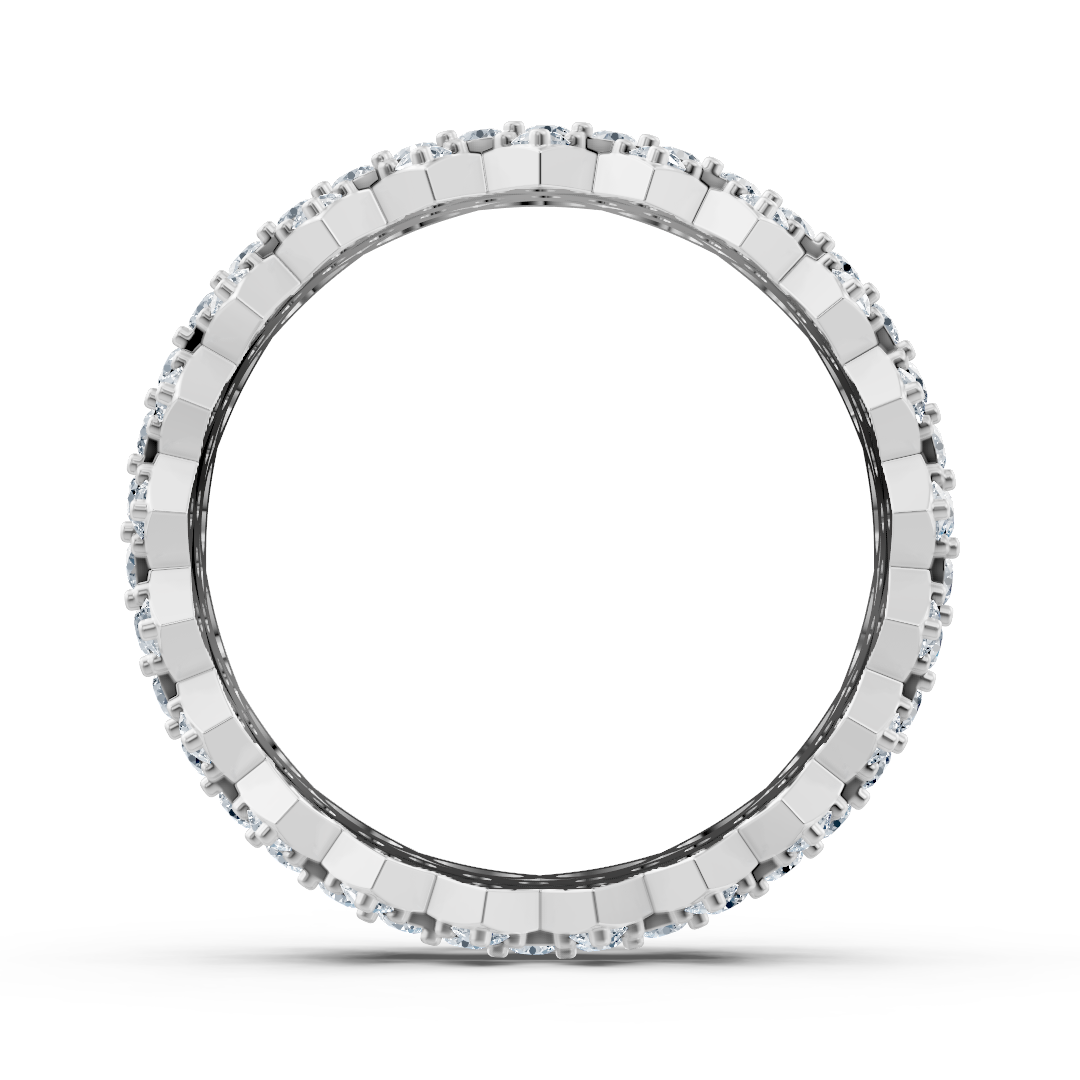 Bague en or blanc avec structure circulaire et 59 diamants de laboratoire – Bijoux haut de gamme de Rosy Lab Diamonds