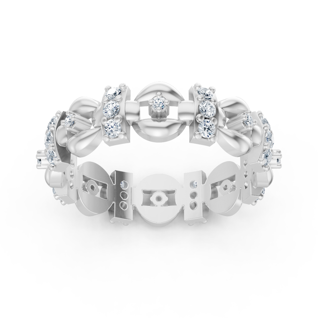 Fascinating mix of shapes diamond ring - 14K white gold, approx. 0.40 carats