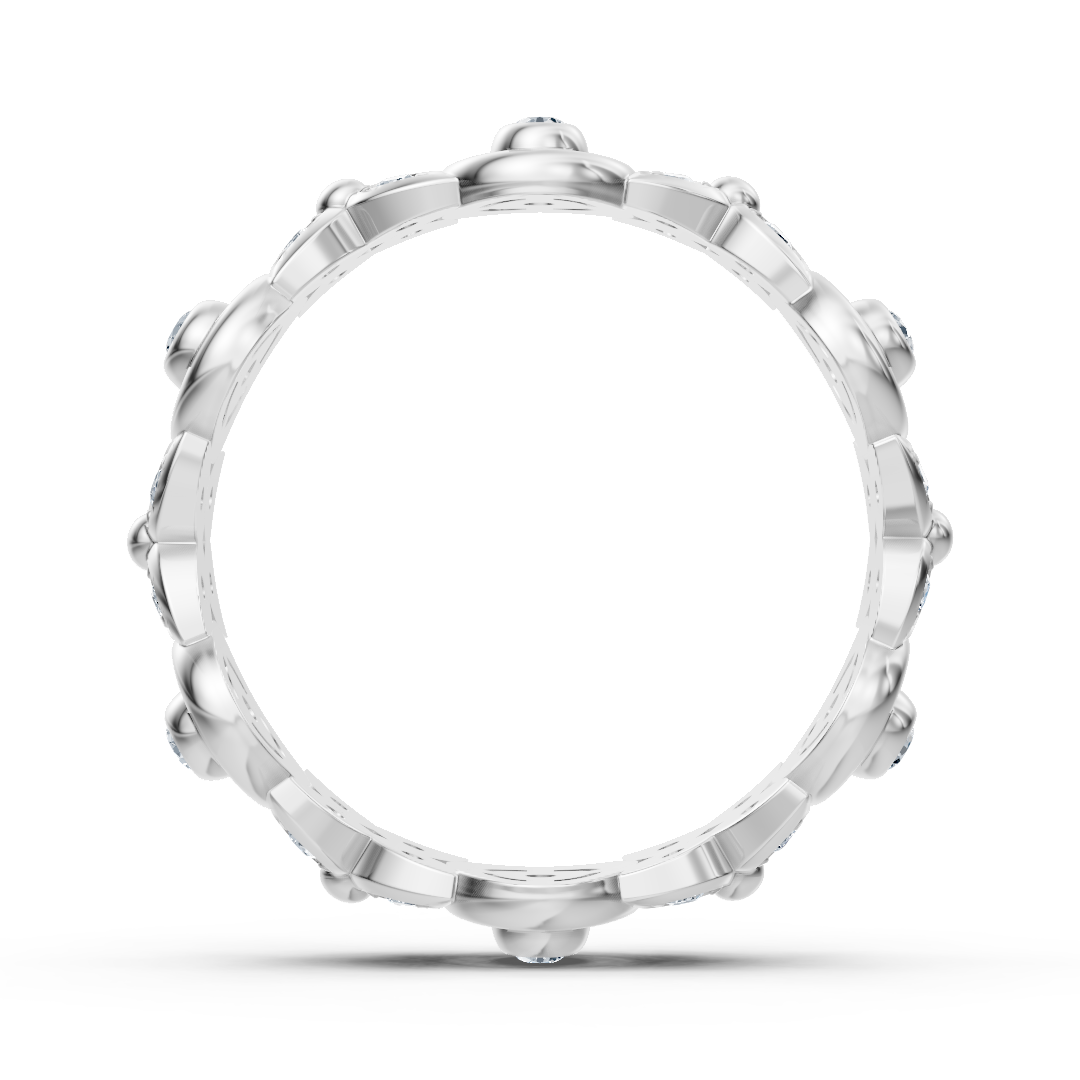 Weißgoldener Diamantring mit floraler Struktur und Labordiamanten