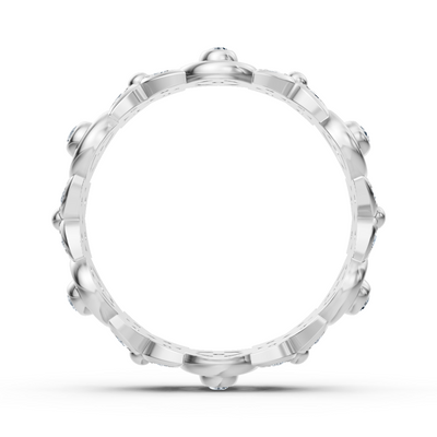 Weißgoldener Diamantring mit floraler Struktur und Labordiamanten