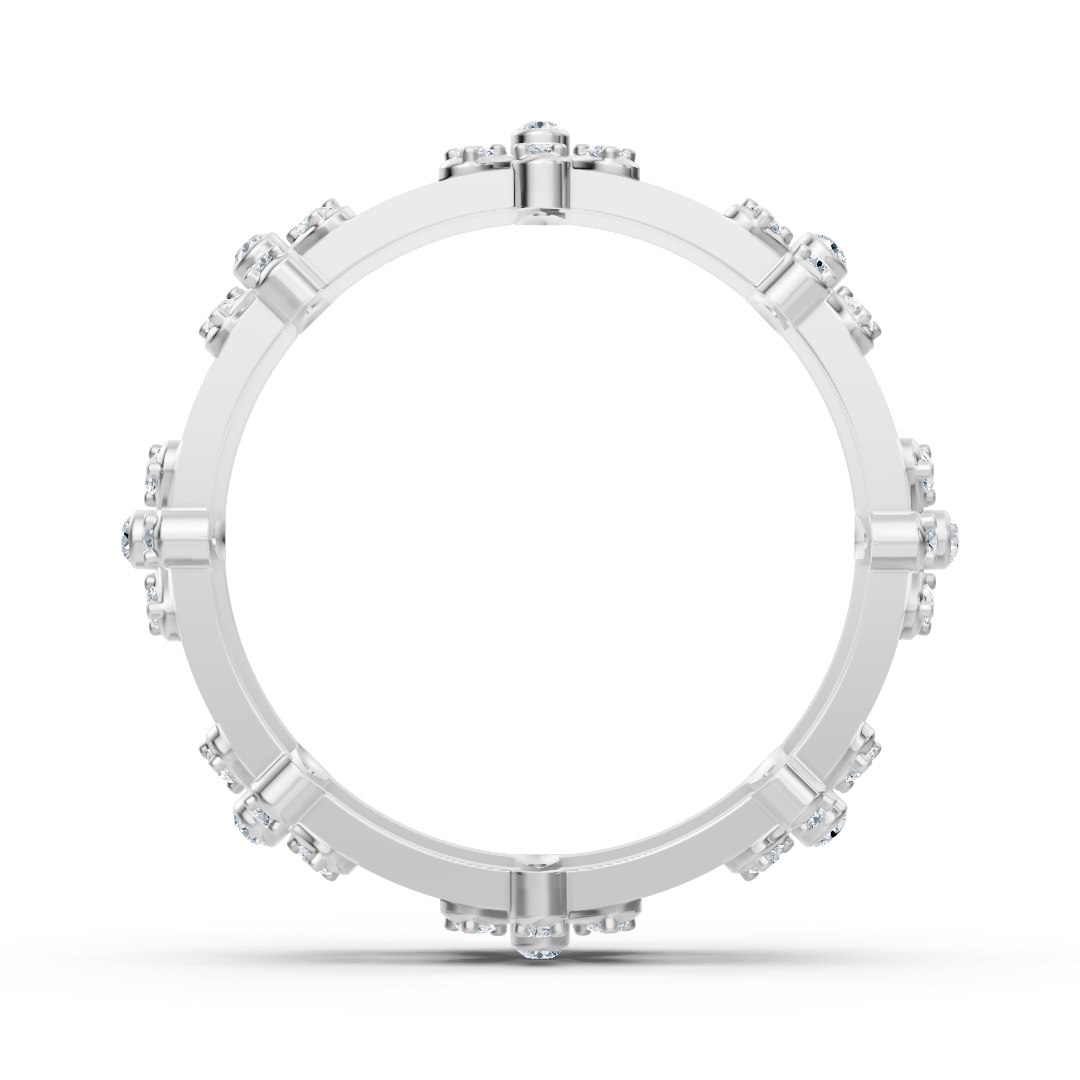 Weißgoldener Diamantring mit Blütenstruktur und Labordiamanten
