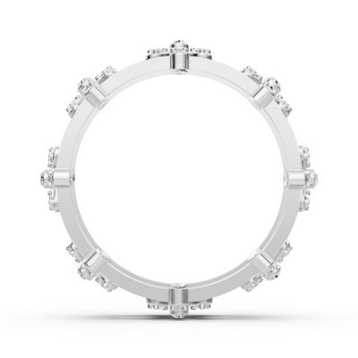 Weißgoldener Diamantring mit Blütenstruktur und Labordiamanten