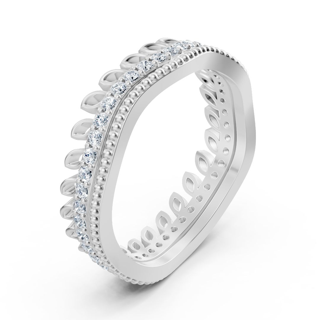 Blattförmiger Diamant-Ring in Weißgold - 0,44 Karat - hochwertiger Schmuck von Rosy Lab Diamonds