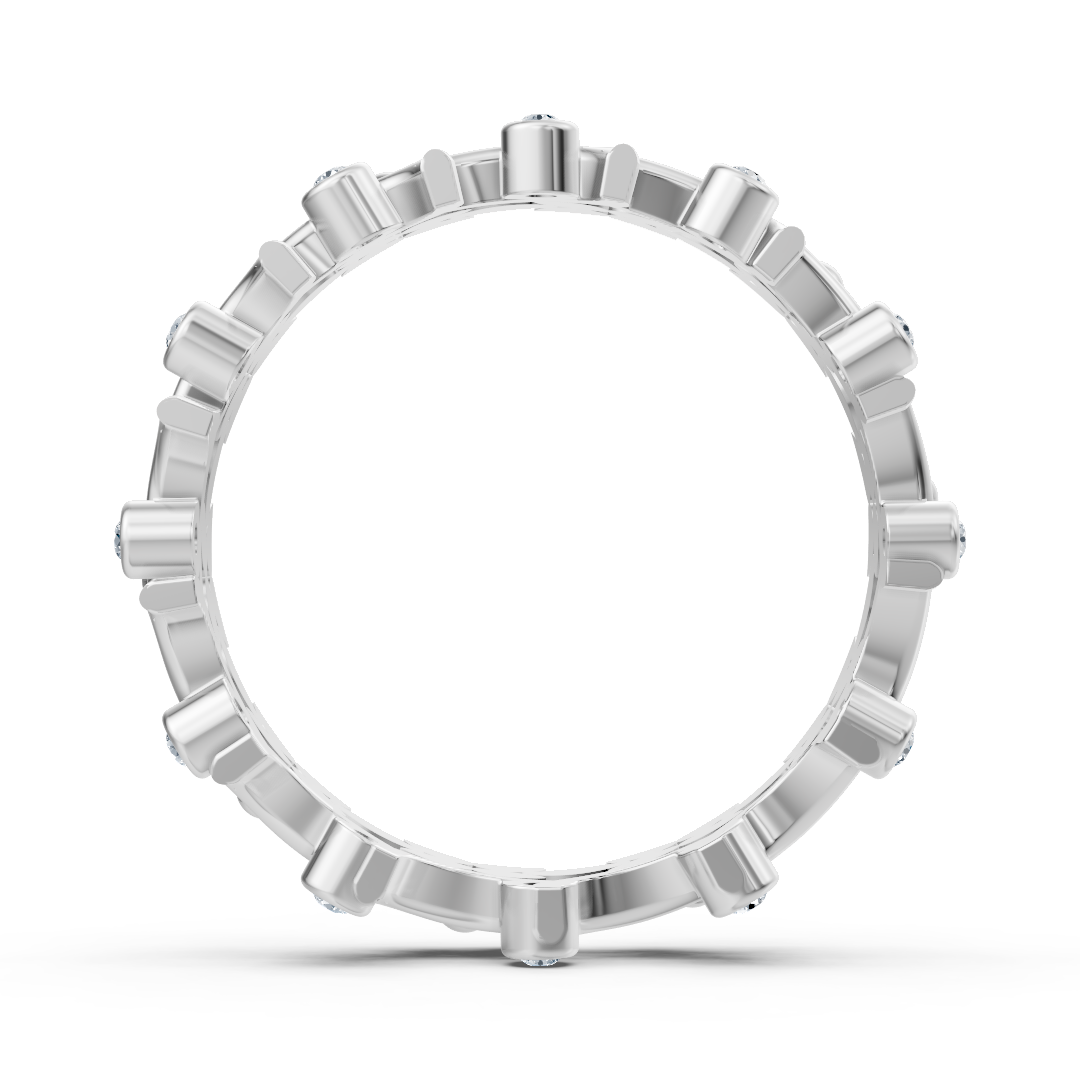 Floral Diamond Ring in White Gold with Bezel Setting - 0.072 Carats - high-quality Jewelry by Rosy Lab Diamonds