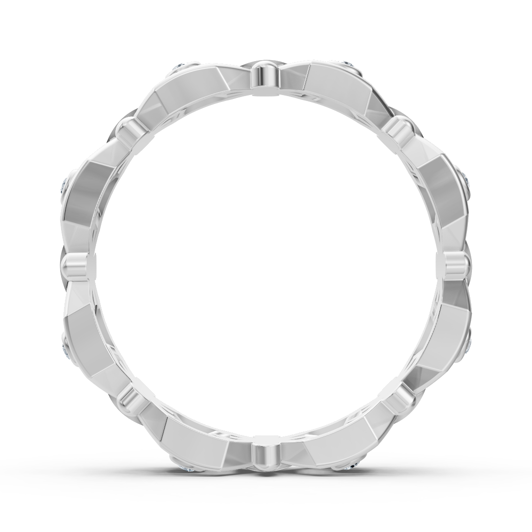 Bague en Or Blanc avec détails floraux et diamants de laboratoire – 0,048 carat – Bijoux haut de gamme de Rosy Lab Diamonds