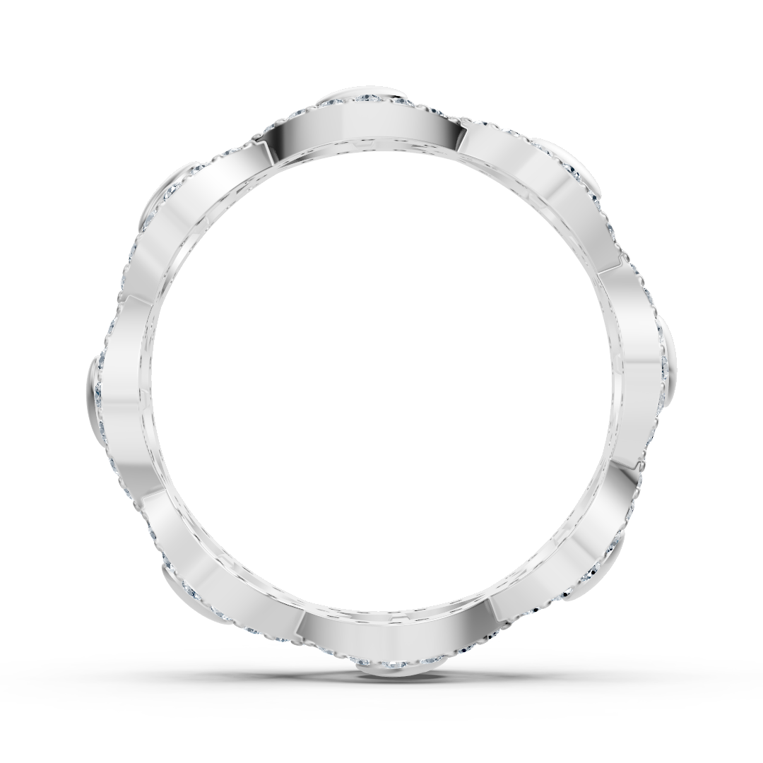 Verschnörkelter Weißgold-Ring mit 104 Labordiamanten - 0,624 Karat - hochwertiger Schmuck von Rosy Lab Diamonds