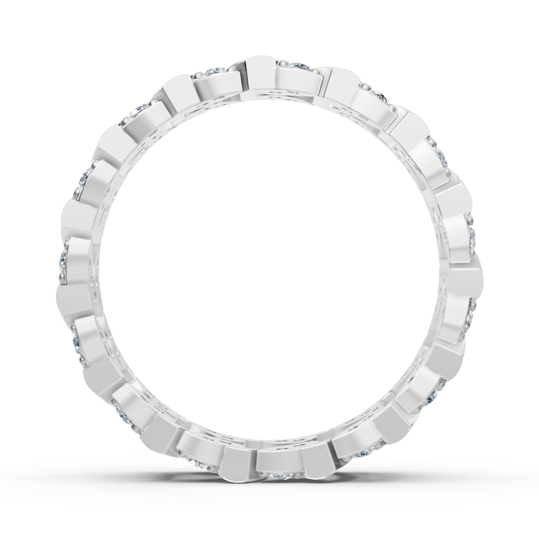 Bague en Or Blanc avec 60 diamants de laboratoire au design incurvé – 14 carats – Bijoux haut de gamme de Rosy Lab Diamonds